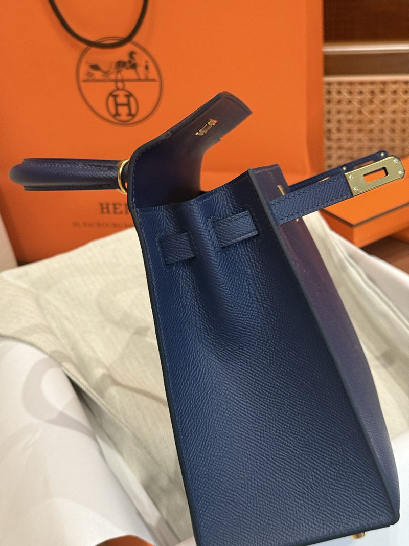 エルメスコピー通販 HERMES ケリー25 外縫い ブルーサフィール ヴォーエプソン ゴールド金具 H041000CC73 エルメス ハンドバッグ レディース - 画像 (3)