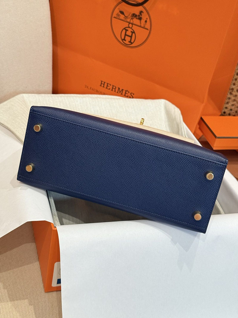 エルメスコピー通販 HERMES ケリー25 外縫い ブルーサフィール ヴォーエプソン ゴールド金具 H041000CC73 エルメス ハンドバッグ レディース - 画像 (2)