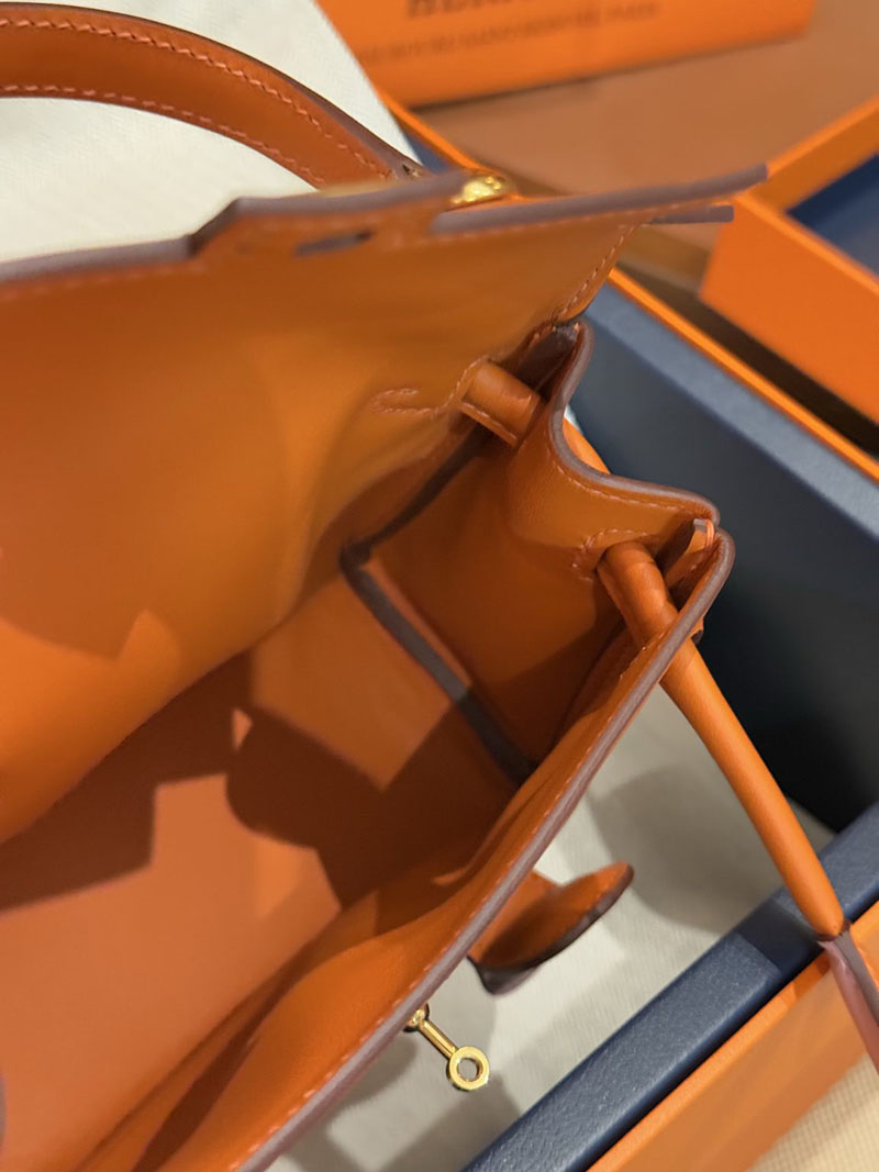 エルメスコピー通販 HERMES ケリードール オレンジ/ローズサクラ スイフト ゴールド金具 2634679 エルメス ケリードール バッグ - 画像 (10)