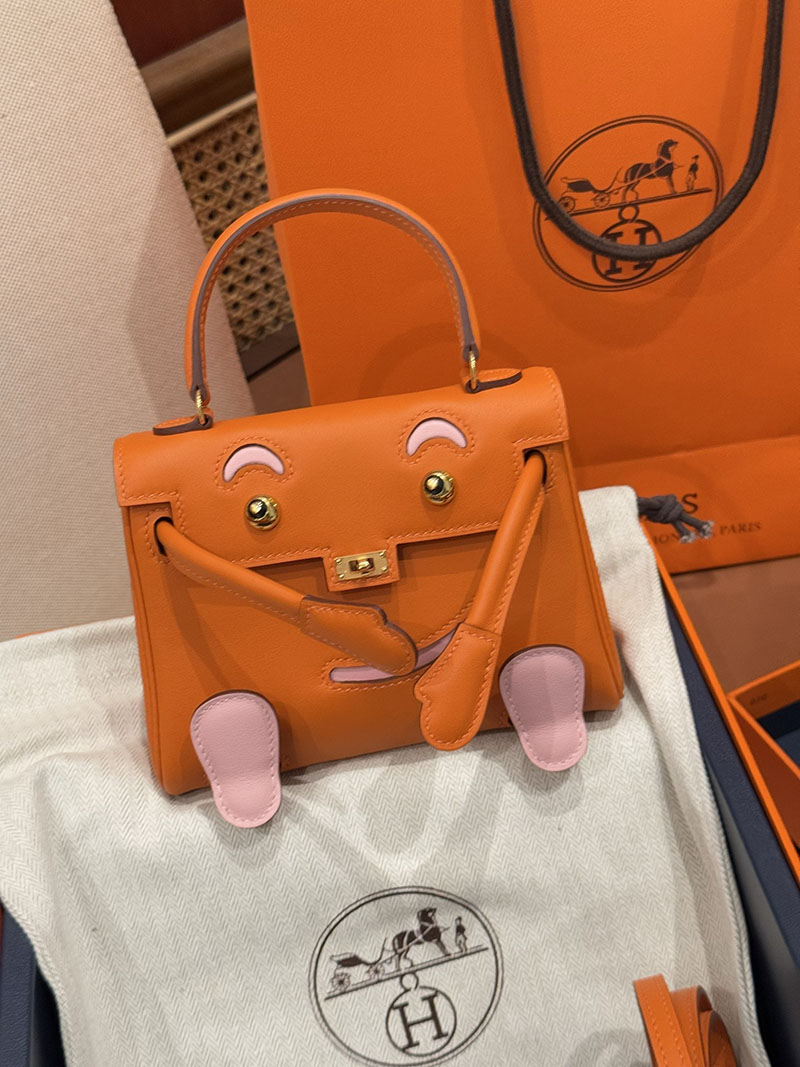 エルメスコピー通販 HERMES ケリードール オレンジ/ローズサクラ スイフト ゴールド金具 2634679 エルメス ケリードール バッグ - 画像 (7)
