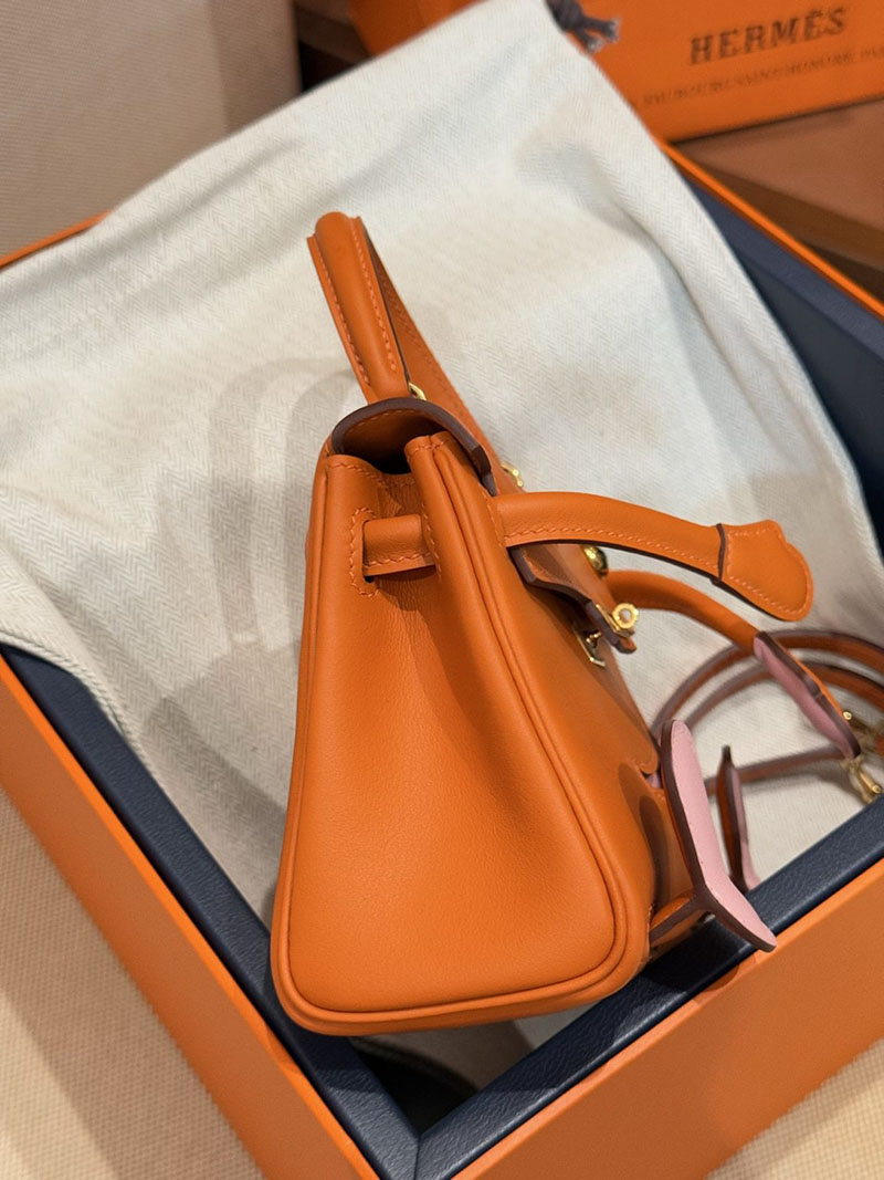 エルメスコピー通販 HERMES ケリードール オレンジ/ローズサクラ スイフト ゴールド金具 2634679 エルメス ケリードール バッグ - 画像 (2)