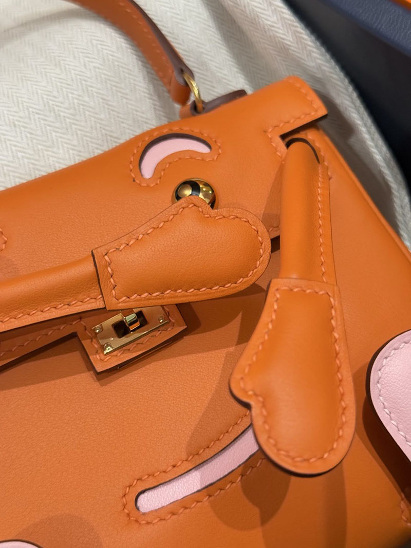 エルメスコピー通販 HERMES ケリードール オレンジ/ローズサクラ スイフト ゴールド金具 2634679 エルメス ケリードール バッグ - 画像 (17)