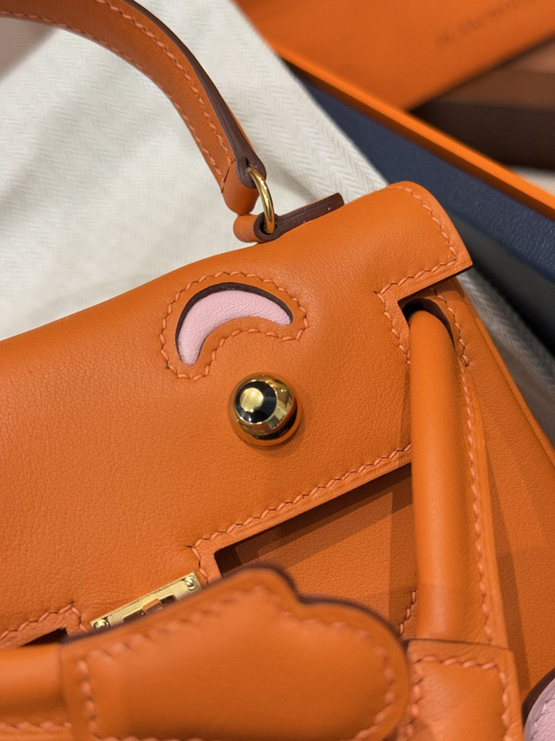 エルメスコピー通販 HERMES ケリードール オレンジ/ローズサクラ スイフト ゴールド金具 2634679 エルメス ケリードール バッグ - 画像 (16)