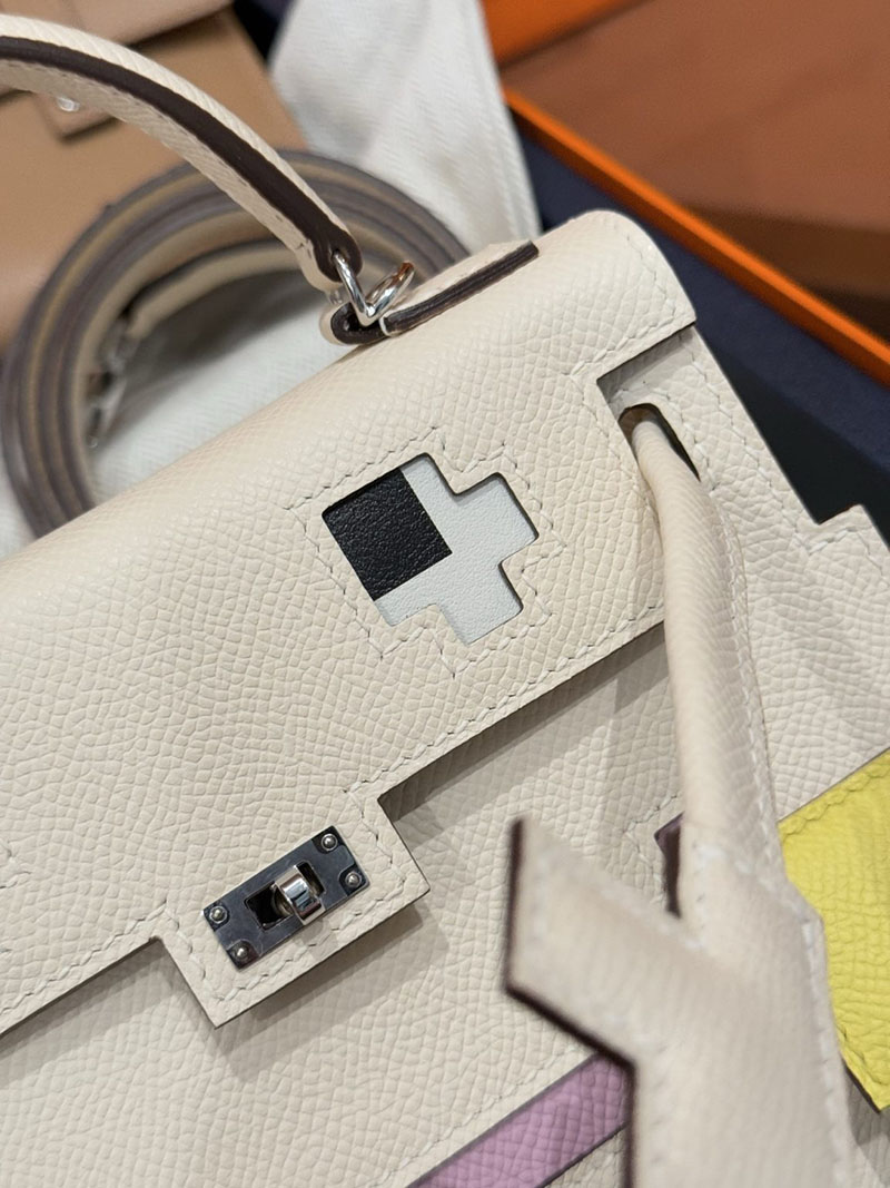 エルメスコピー通販 HERMES ケリードール ピクト ナタ/ライム/チャイ/モーヴシルベストル エプソン シルバー金具 2634680 ケリー バッグ 新作 - 画像 (15)