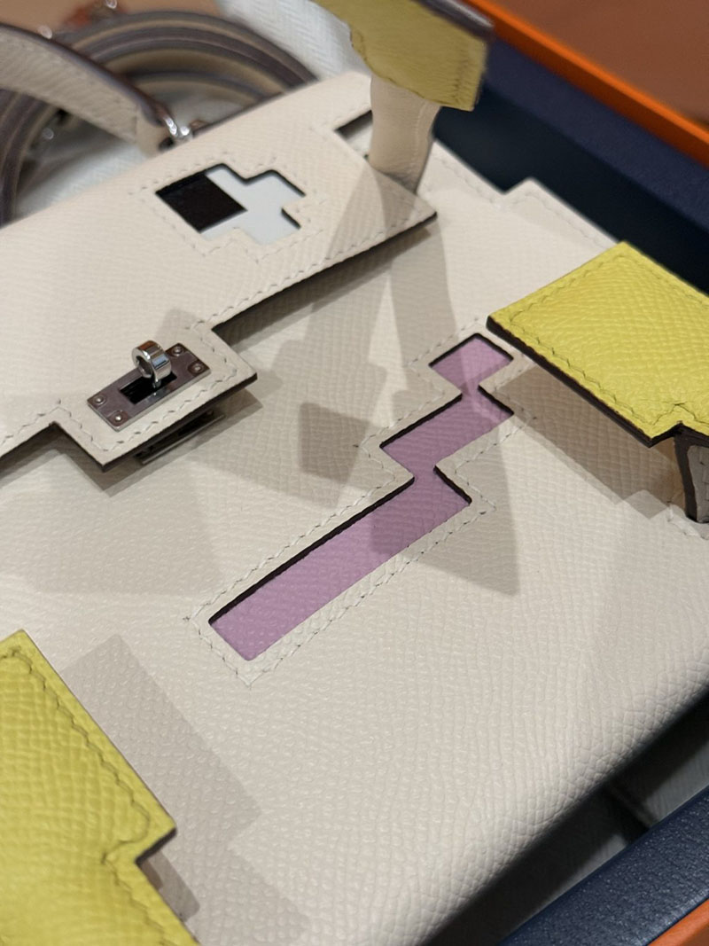 エルメスコピー通販 HERMES ケリードール ピクト ナタ/ライム/チャイ/モーヴシルベストル エプソン シルバー金具 2634680 ケリー バッグ 新作 - 画像 (13)