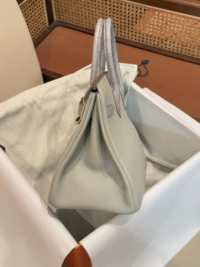 エルメスコピー通販 HERMES バーキン25 タッチ パールグレー/ベトン トゴ/クロコダイル ゴールド金具 2634681 エルメス バーキン 25 - 画像 (7)