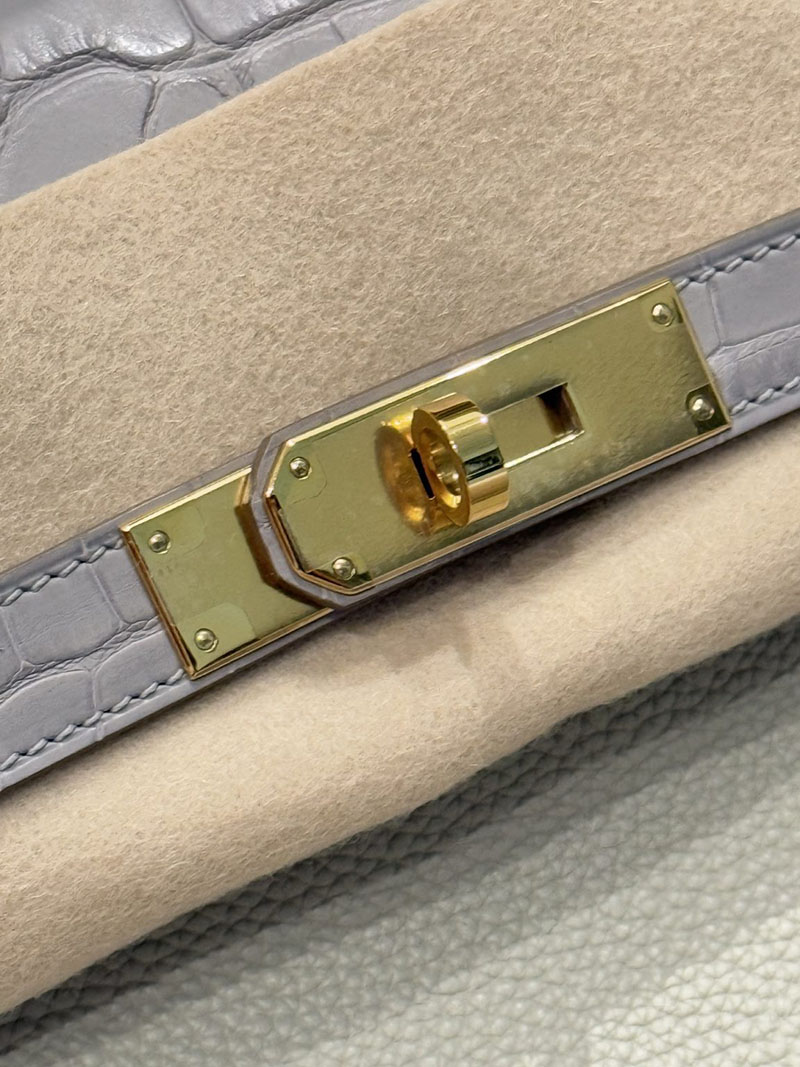 エルメスコピー通販 HERMES バーキン25 タッチ パールグレー/ベトン トゴ/クロコダイル ゴールド金具 2634681 エルメス バーキン 25 - 画像 (6)