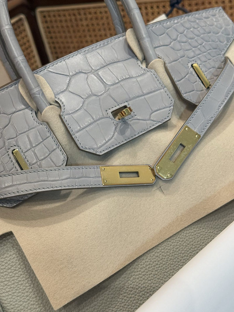 エルメスコピー通販 HERMES バーキン25 タッチ パールグレー/ベトン トゴ/クロコダイル ゴールド金具 2634681 エルメス バーキン 25 - 画像 (5)