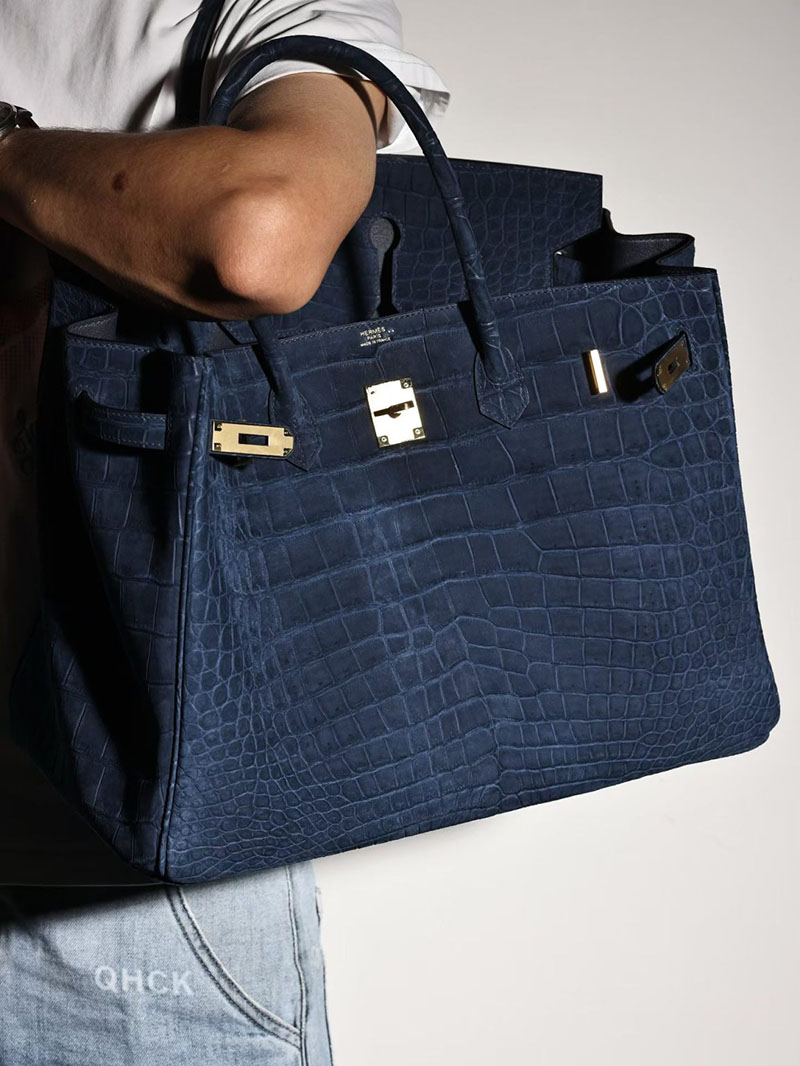 エルメスコピー HERMES バーキン45 ブルーサフィール クロコダイル ニロティカスマット ゴールド金具 2634692 エルメス バーキン メンズ 40 - 画像 (6)