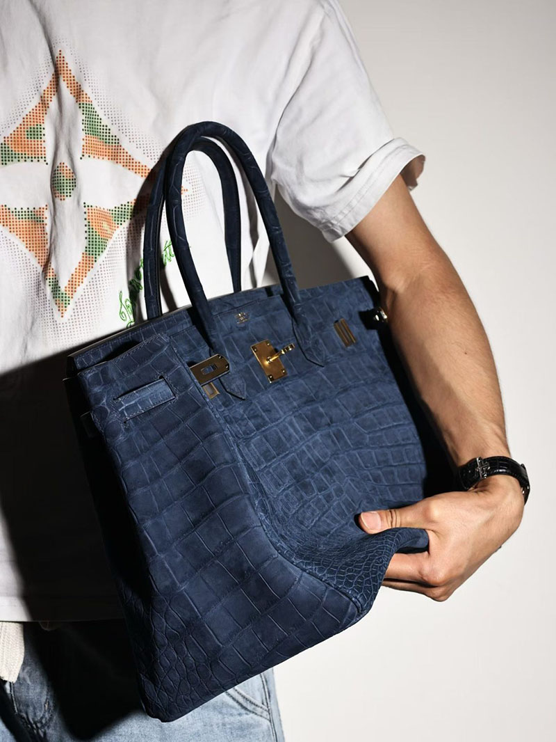 エルメスコピー HERMES バーキン45 ブルーサフィール クロコダイル ニロティカスマット ゴールド金具 2634692 エルメス バーキン メンズ 40 - 画像 (5)