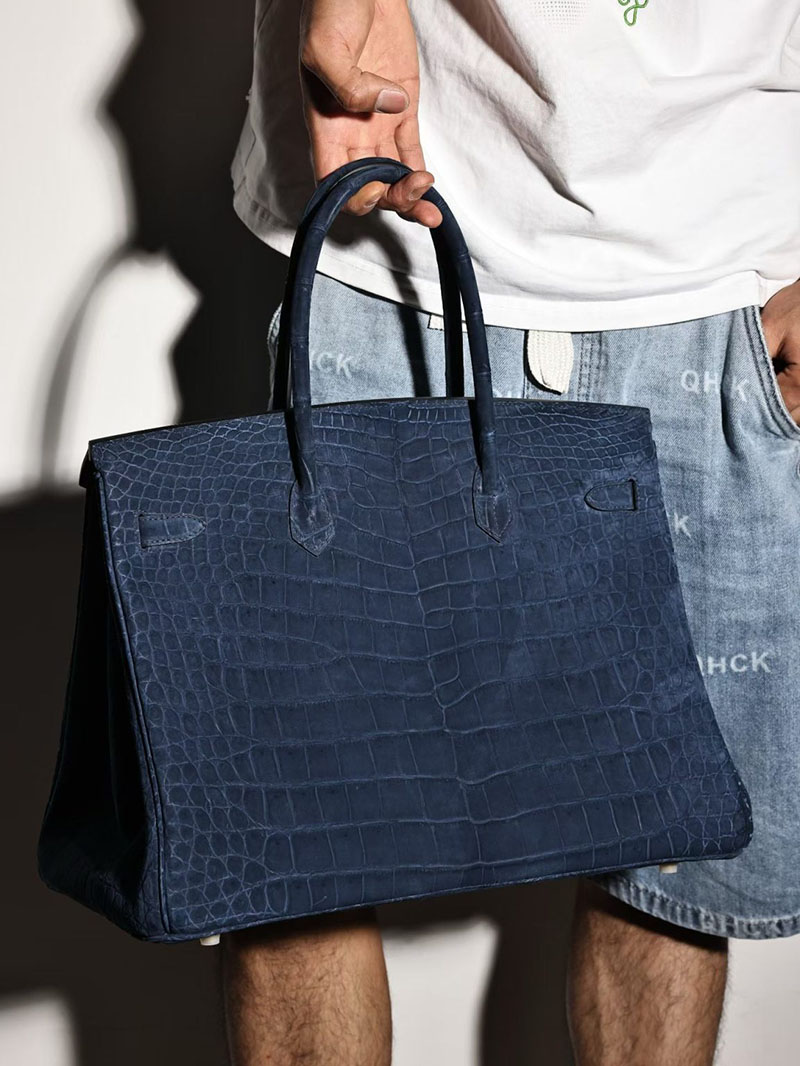 エルメスコピー HERMES バーキン45 ブルーサフィール クロコダイル ニロティカスマット ゴールド金具 2634692 エルメス バーキン メンズ 40 - 画像 (3)