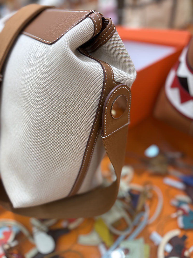 エルメス メンズバッグ HERMES R.M.S 12H bag フール トゥ バッグ ベージュ トワルアッシュ シルバー金具 H084261CKAA エルメス メンズ ショルダーバッグ - 画像 (6)