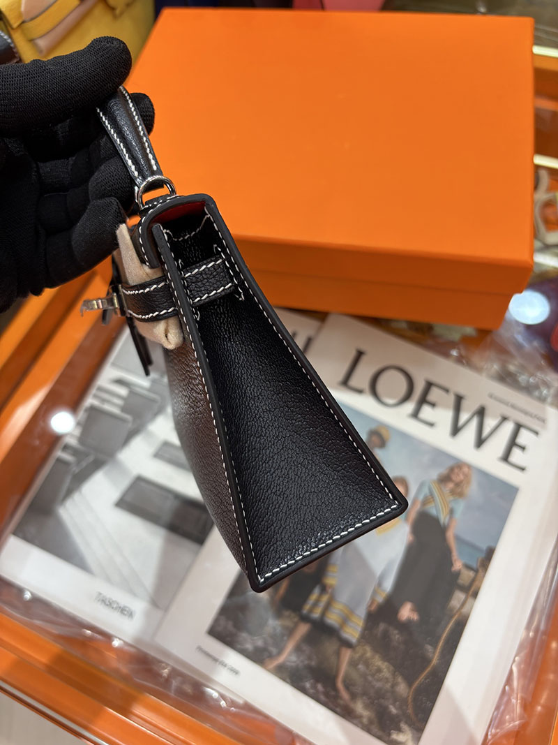 ミニケリー 定価 HERMES ケリーミニ2 外縫い ブラック シェブルミゾル シルバー金具 H073628CK89 エルメス ケリーミニ2 - 画像 (7)