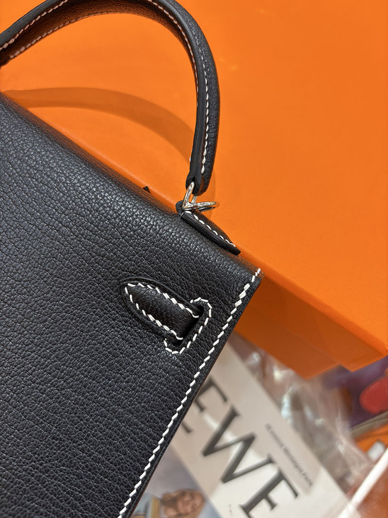 ミニケリー 定価 HERMES ケリーミニ2 外縫い ブラック シェブルミゾル シルバー金具 H073628CK89 エルメス ケリーミニ2 - 画像 (5)