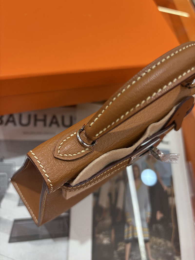 ミニケリー 定価 HERMES ケリーミニ2 外縫い ゴールド シェブルミゾル シルバー金具 H073628CK37 エルメス ケリーミニ2 - 画像 (8)