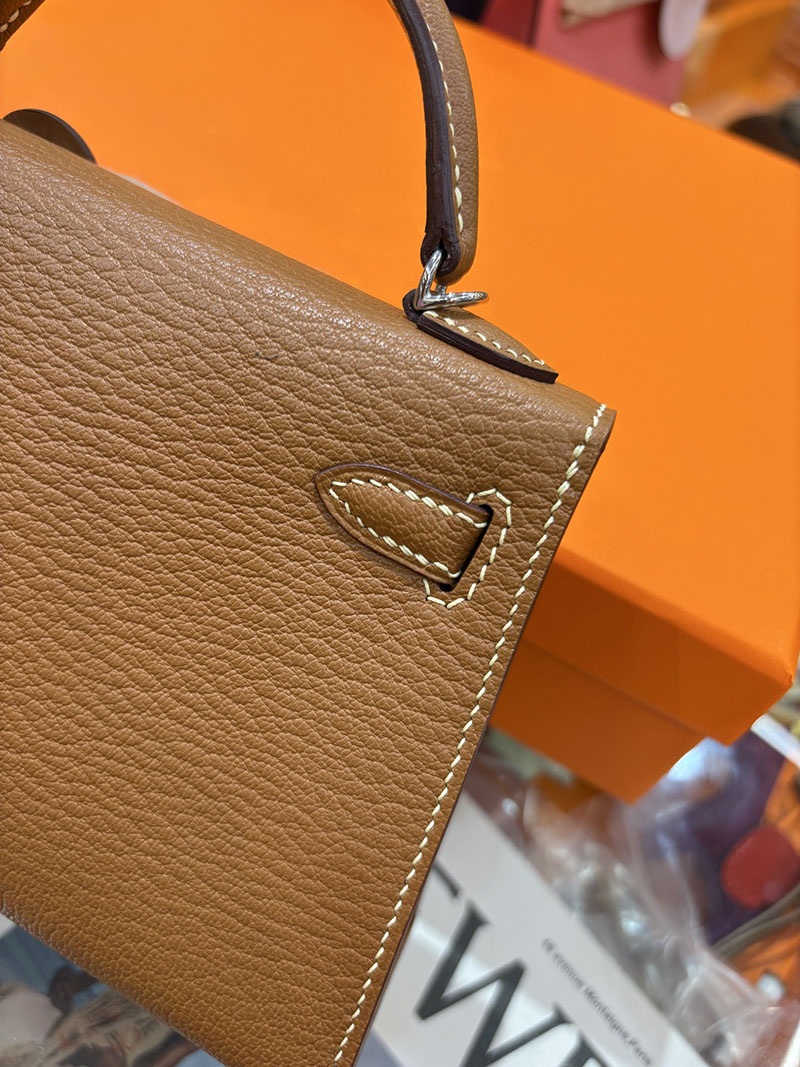 ミニケリー 定価 HERMES ケリーミニ2 外縫い ゴールド シェブルミゾル シルバー金具 H073628CK37 エルメス ケリーミニ2 - 画像 (5)
