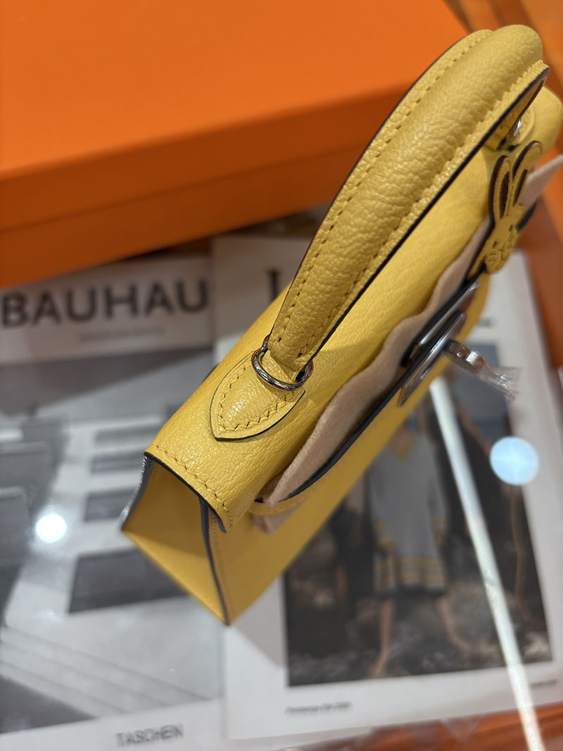 ミニケリー 定価 HERMES ケリーミニ2 外縫い ジョーヌナプル シェブルミゾル シルバー金具 H073628CK9O エルメス ケリーミニ2 - 画像 (8)