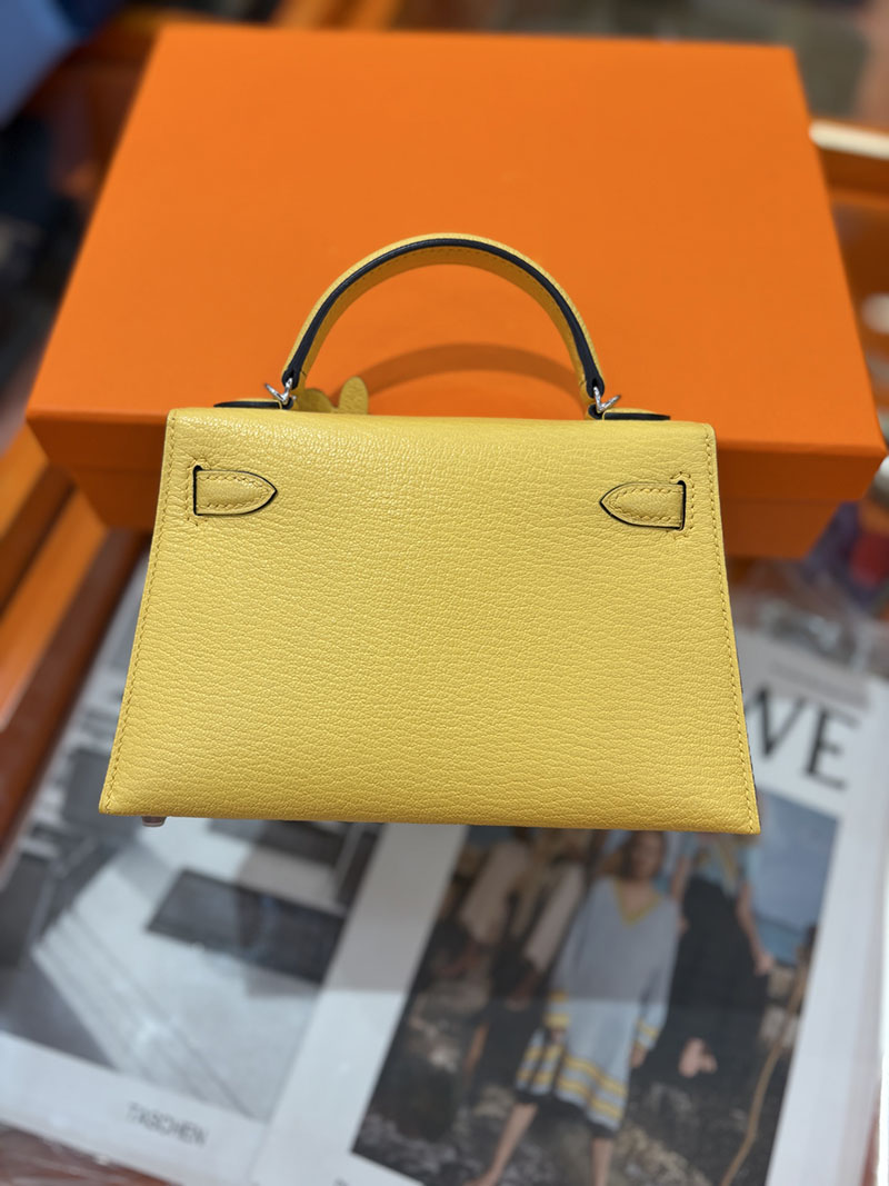 ミニケリー 定価 HERMES ケリーミニ2 外縫い ジョーヌナプル シェブルミゾル シルバー金具 H073628CK9O エルメス ケリーミニ2 - 画像 (6)