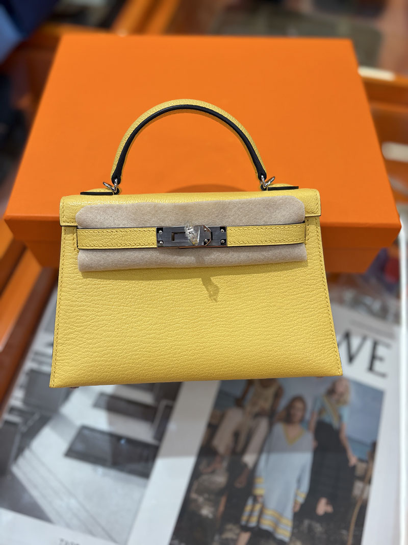 ミニケリー 定価 HERMES ケリーミニ2 外縫い ジョーヌナプル シェブルミゾル シルバー金具 H073628CK9O エルメス ケリーミニ2 - 画像 (3)