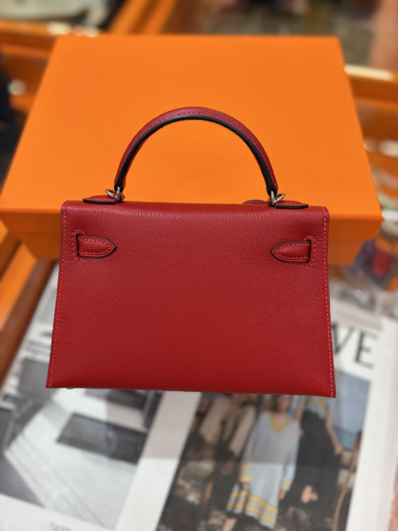 ミニケリー 定価 HERMES ケリーミニ2 外縫い ルージュカザック シェブルミゾル シルバー金具 H073628CKQ5 エルメス ケリーミニ2 - 画像 (6)