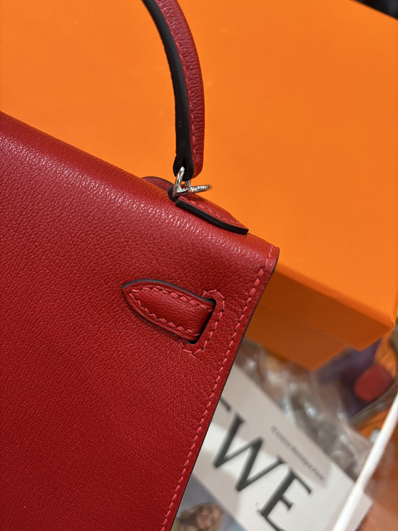 ミニケリー 定価 HERMES ケリーミニ2 外縫い ルージュカザック シェブルミゾル シルバー金具 H073628CKQ5 エルメス ケリーミニ2 - 画像 (5)