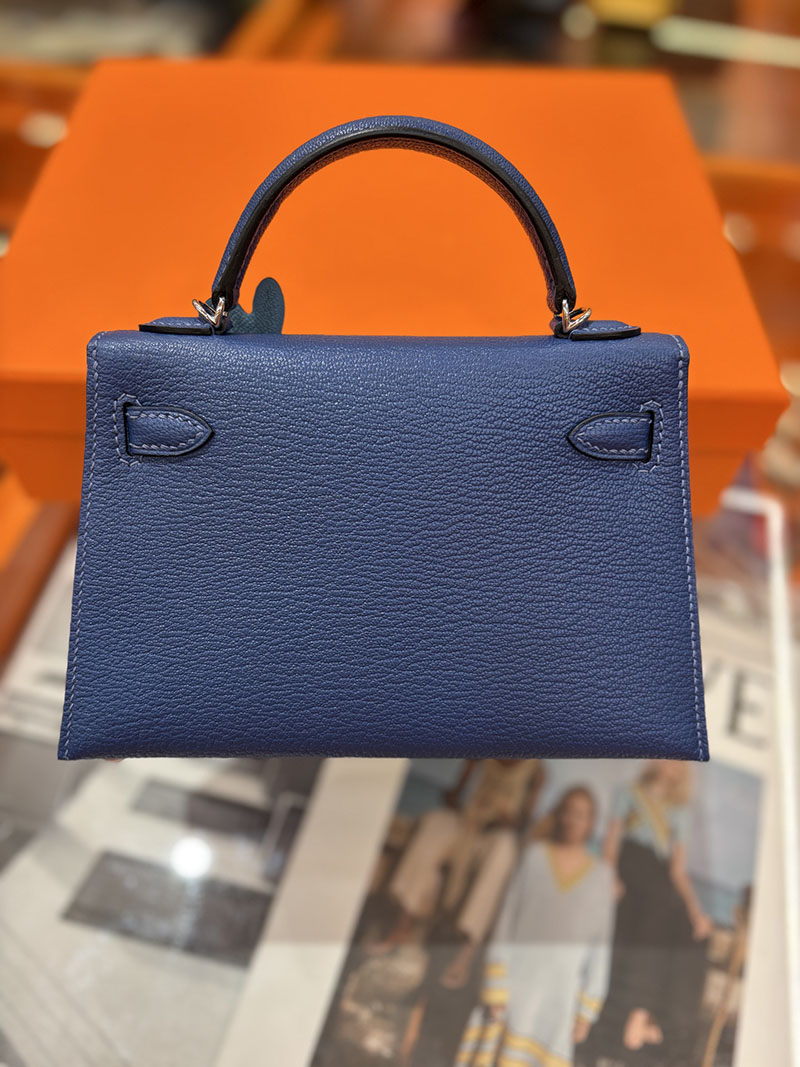 ミニケリー 定価 HERMES ケリーミニ2 外縫い ブルーブライトン シェブルミゾル シルバー金具 H073628CK7E エルメス ケリーミニ2 - 画像 (6)
