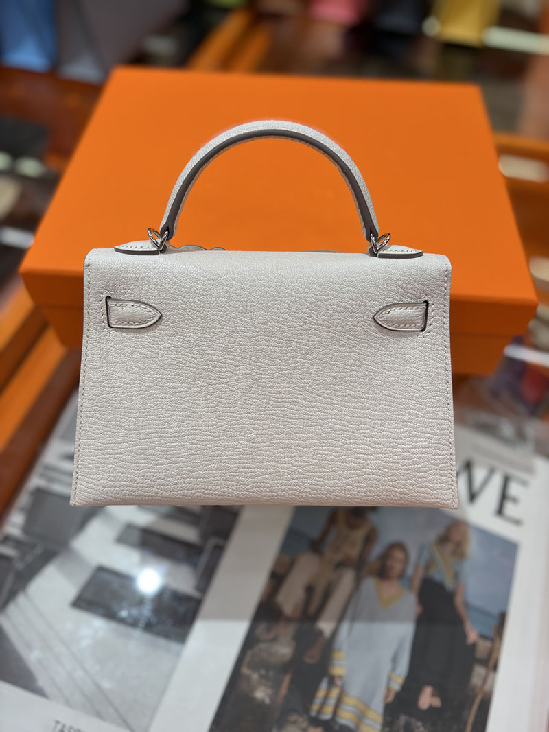 ミニケリー 定価 HERMES ケリーミニ2 外縫い ナタ シェブルミゾル シルバー金具 H073628CKI2 エルメス ケリーミニ2 - 画像 (5)