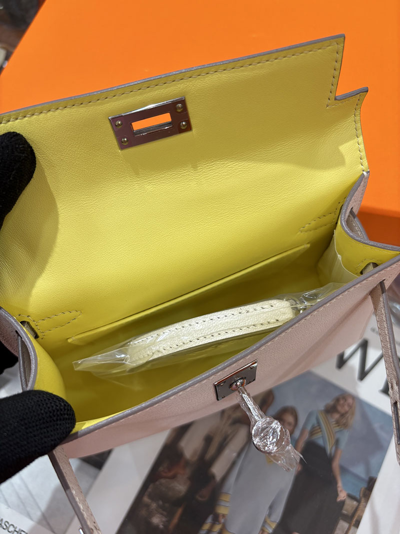 ミニケリー 定価 HERMES ケリーミニ2 外縫い ナタ シェブルミゾル シルバー金具 H073628CKI2 エルメス ケリーミニ2 - 画像 (3)