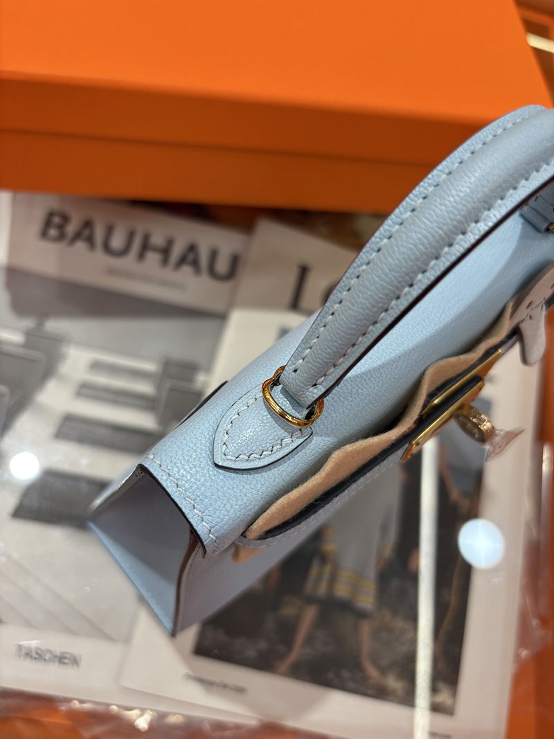 ミニケリー 定価 HERMES ケリーミニ2 外縫い ブルーラン シェブルミゾル ゴールド金具 H073628CCJ7 エルメス ケリーミニ2 - 画像 (8)