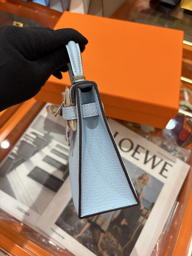 ミニケリー 定価 HERMES ケリーミニ2 外縫い ブルーラン シェブルミゾル ゴールド金具 H073628CCJ7 エルメス ケリーミニ2 - 画像 (7)