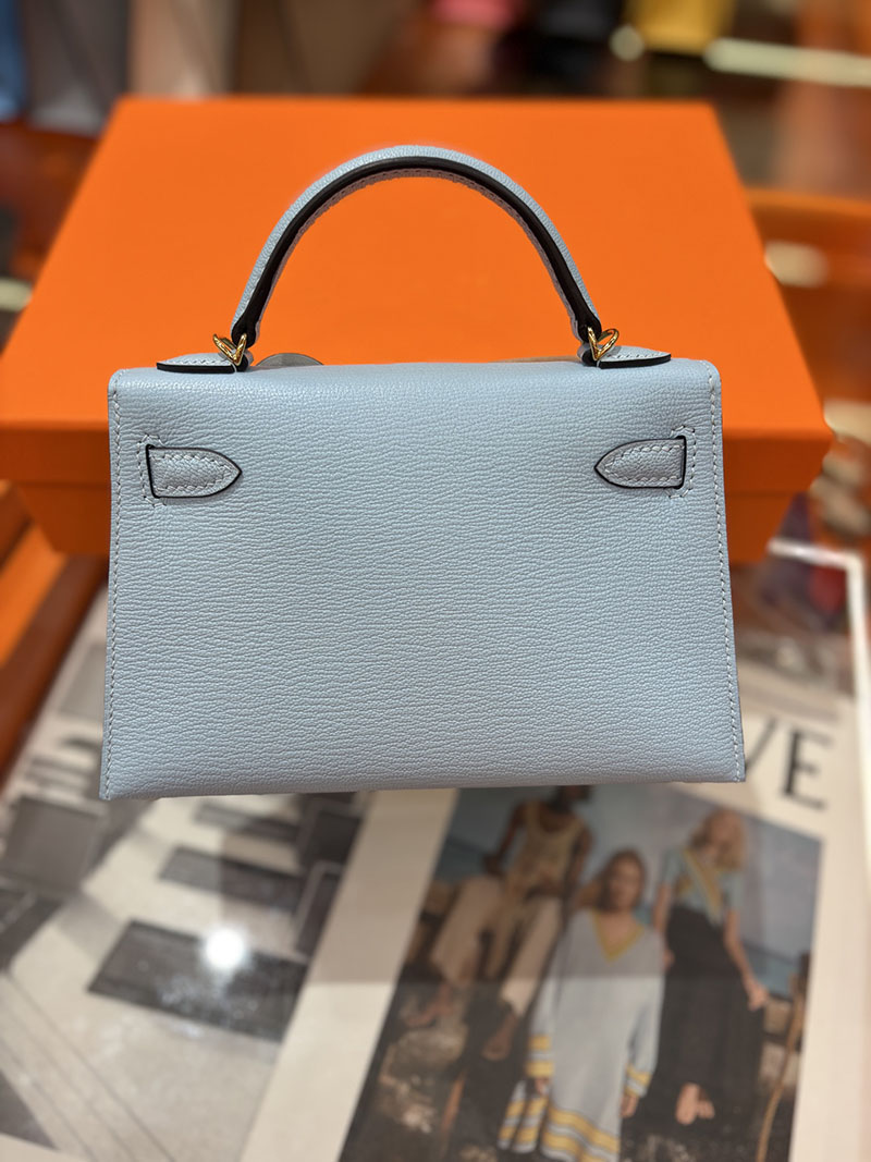 ミニケリー 定価 HERMES ケリーミニ2 外縫い ブルーラン シェブルミゾル ゴールド金具 H073628CCJ7 エルメス ケリーミニ2 - 画像 (6)
