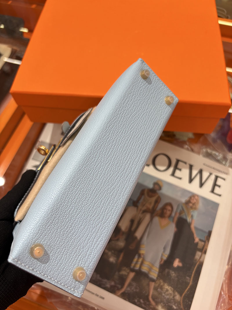 ミニケリー 定価 HERMES ケリーミニ2 外縫い ブルーラン シェブルミゾル ゴールド金具 H073628CCJ7 エルメス ケリーミニ2 - 画像 (4)
