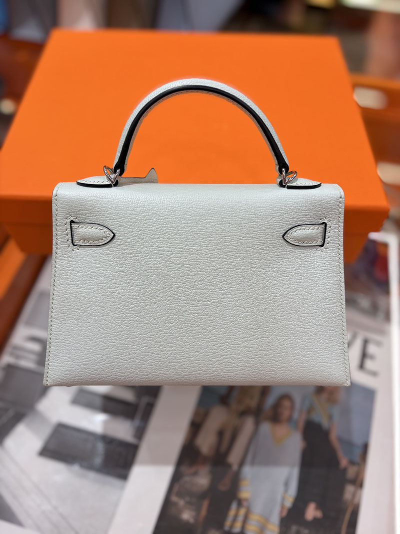 ミニケリー 定価 HERMES ケリーミニ2 外縫い マッシュルーム シェブルミゾル シルバー金具 H073628CK0T エルメス ケリーミニ2 - 画像 (5)