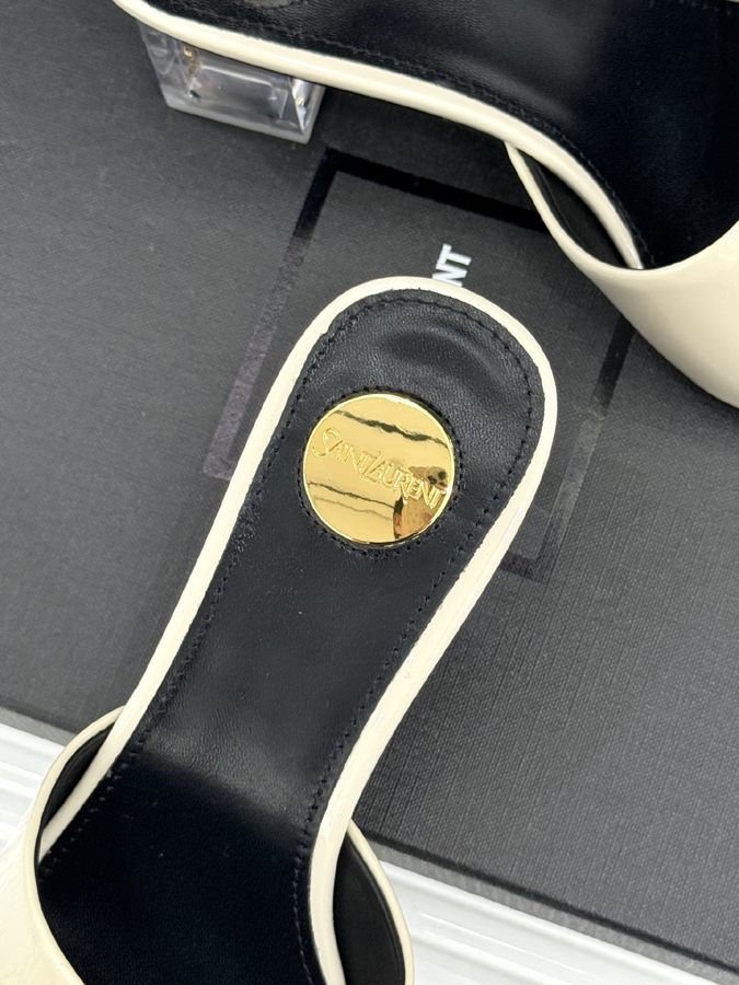 最高級サンローランスーパーコピー サンローラン ミュール ハイヒール ブロックヒール 光沢感 ベージュ レディースシューズ サンローラン サンダル - 画像 (8)