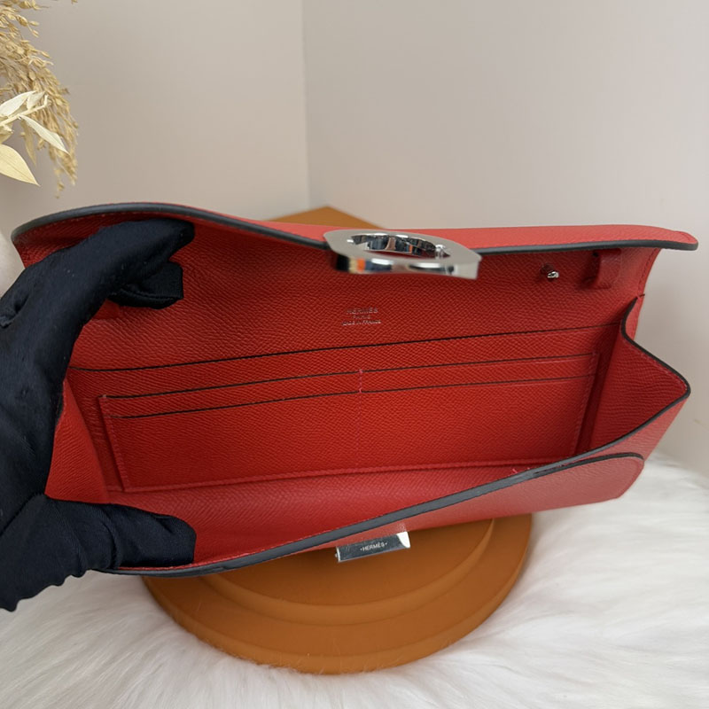 エルメス安い HERMES シェーヌダンクル トゥーゴー ルージュヴィフ ヴォーエプソン シルバー金具 H083141CK53 エルメス シェーヌダンクル 財布 - 画像 (2)