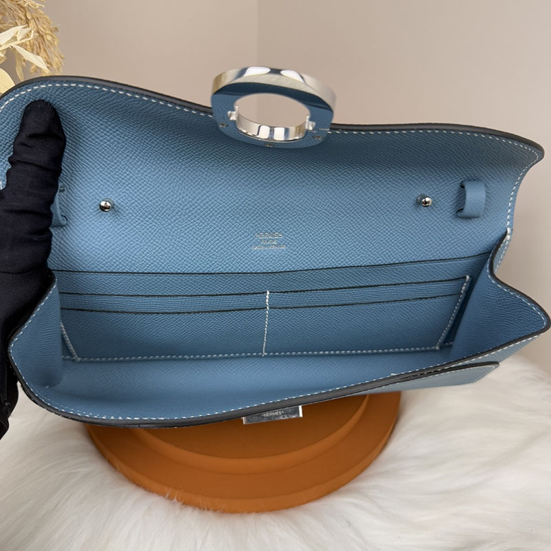 エルメス安い HERMES シェーヌダンクル トゥーゴー ブルージーン ヴォーエプソン シルバー金具 H083141CK75 シェーヌダンクル トゥーゴー 財布 - 画像 (2)