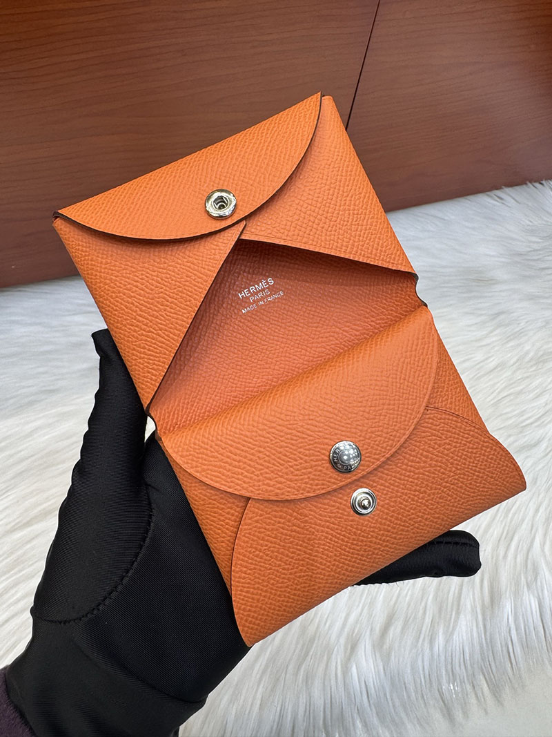 エルメス安い HERMES カルヴィデュオ カードケース オレンジ ヴォーエプソン シルバー金具 H083035CK93 エルメス カード ケース 人気 - 画像 (7)