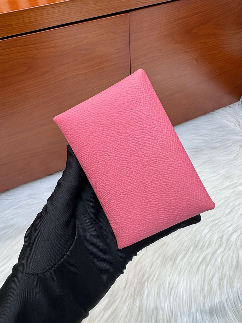 エルメス安い HERMES カルヴィデュオ カードケース ローズリップスティック ヴォーエプソン シルバー金具 H083035CKU5 エルメス カード ケース 定価 - 画像 (5)