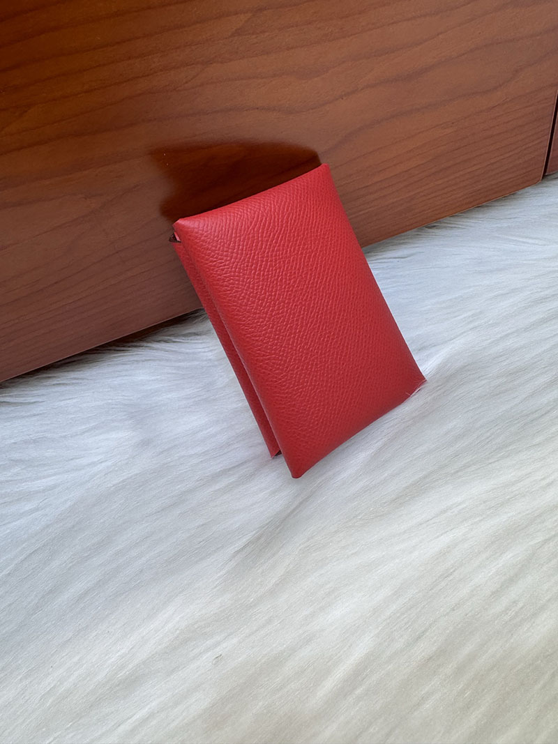 エルメス安い HERMES カルヴィデュオ カードケース ルージュカザック ヴォーエプソン シルバー金具 H083035CKQ5 エルメス カードケース 種類 - 画像 (4)