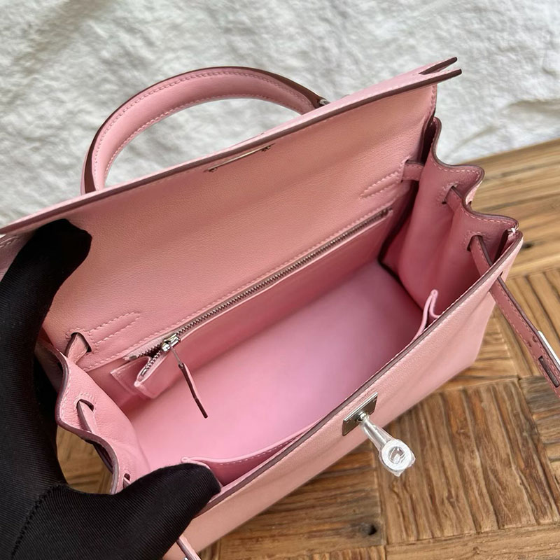 エルメスの人気バッグ HERMES ケリー25 内縫い ローズサクラ スイフト シルバー金具 H042389CK3Q エルメス バッグ ピンク - 画像 (5)