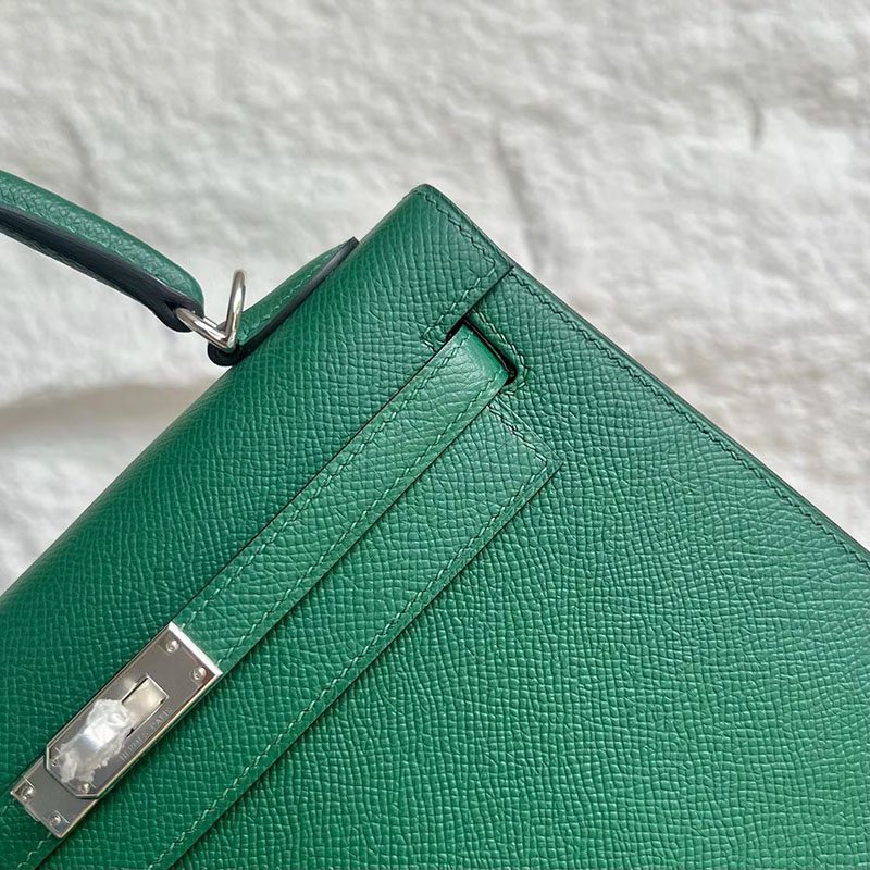 エルメスの人気バッグ HERMES ケリー25 外縫い ヴェールエメラルド ヴォーエプソン シルバー金具 H041000CK6Q エルメスケリーバッグ定価 - 画像 (9)