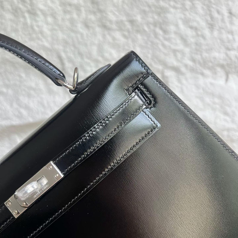 エルメスの人気バッグ HERMES ケリー25 外縫い ブラック ボックスカーフ シルバー金具 2635078 エルメス ケリーバッグ 値段 - 画像 (9)