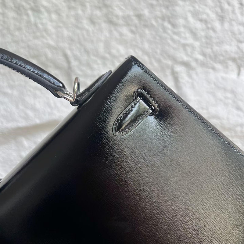 エルメスの人気バッグ HERMES ケリー25 外縫い ブラック ボックスカーフ シルバー金具 2635078 エルメス ケリーバッグ 値段 - 画像 (7)