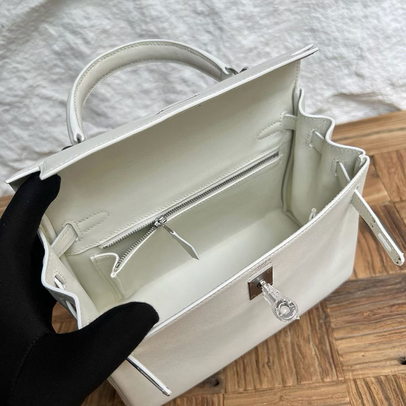 エルメスの人気バッグ HERMES ケリー25 内縫い ホワイト スイフト シルバー金具 H042389CK01 エルメス バッグ 安い - 画像 (7)