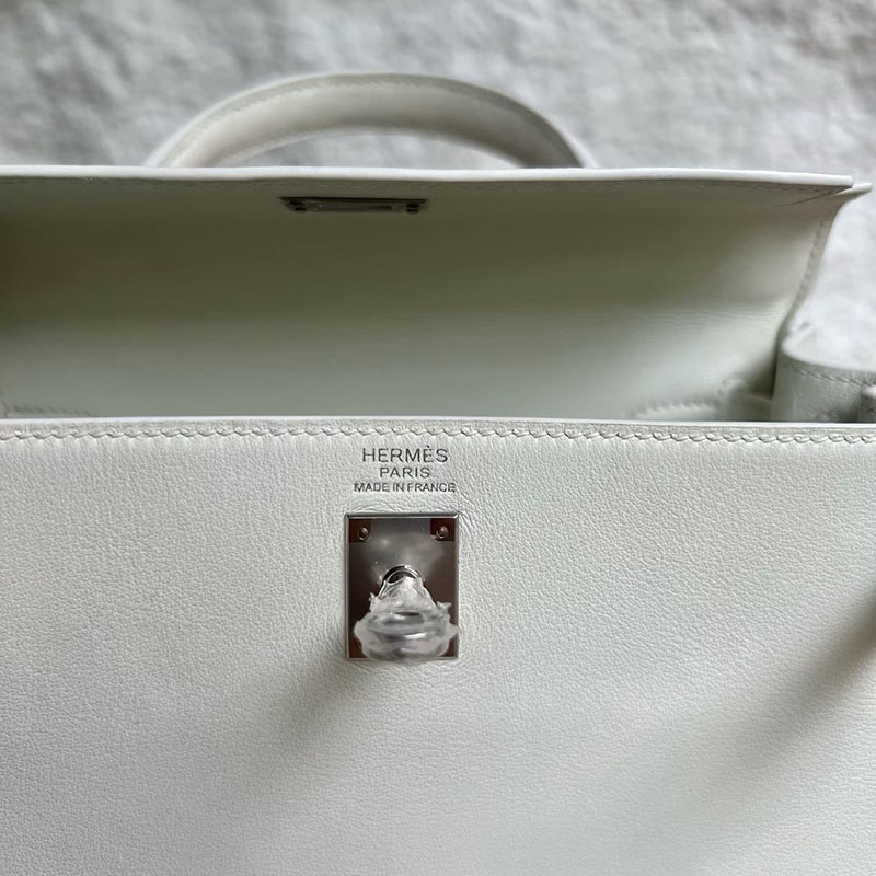 エルメスの人気バッグ HERMES ケリー25 内縫い ホワイト スイフト シルバー金具 H042389CK01 エルメス バッグ 安い - 画像 (6)