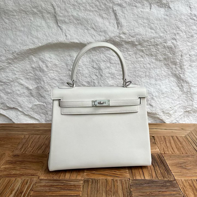 エルメスの人気バッグ HERMES ケリー25 内縫い ホワイト スイフト シルバー金具 H042389CK01 エルメス バッグ 安い - 画像 (3)