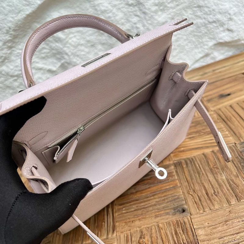 エルメスの人気バッグ HERMES ケリー25 外縫い モーヴペール ヴォーエプソン シルバー金具 H041000CK09 エルメス バッグ 種類 - 画像 (5)