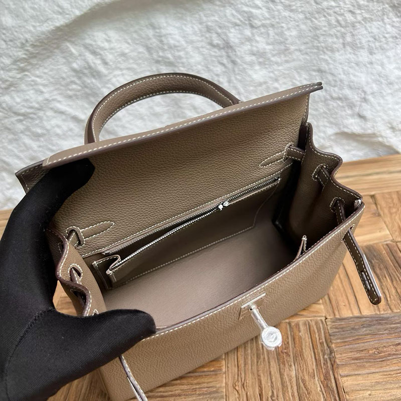 エルメスの人気バッグ HERMES kelly25 ケリー25 内縫い エトゥープ トゴ シルバー金具 H042316CK18 エルメス バッグ 安い順 - 画像 (5)