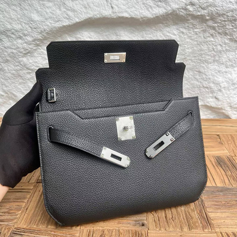 エルメスの人気バッグ HERMES ケリーデペッシュ25 黒 ブラック トゴ シルバー金具 H082295CK89 ケリーデペッシュ メンズ - 画像 (5)