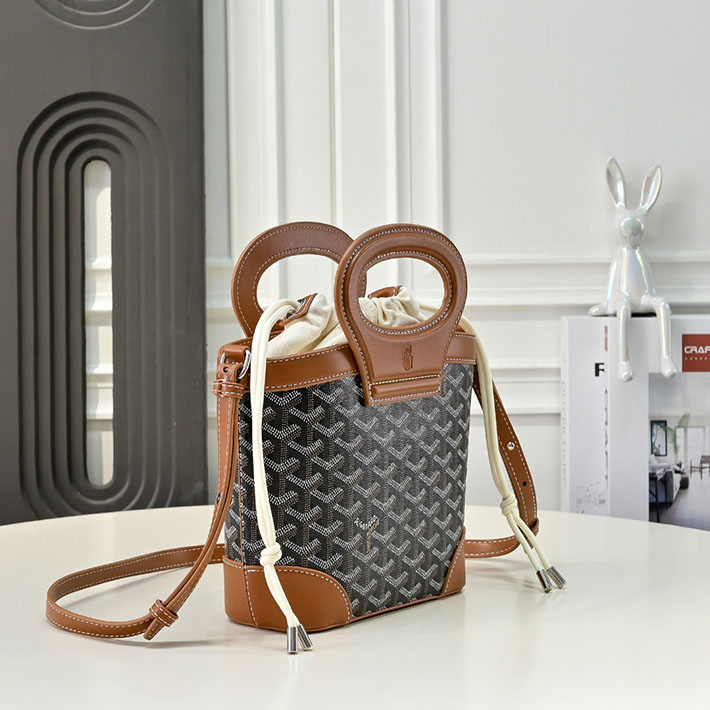 N品 ゴヤールコピー GOYARD Pre-Owned ベルーガ コーテッドキャンバス ミニ ハンドバッグ ブラウン ブラック 2635138 ゴヤール バッグ コピー - 画像 (9)
